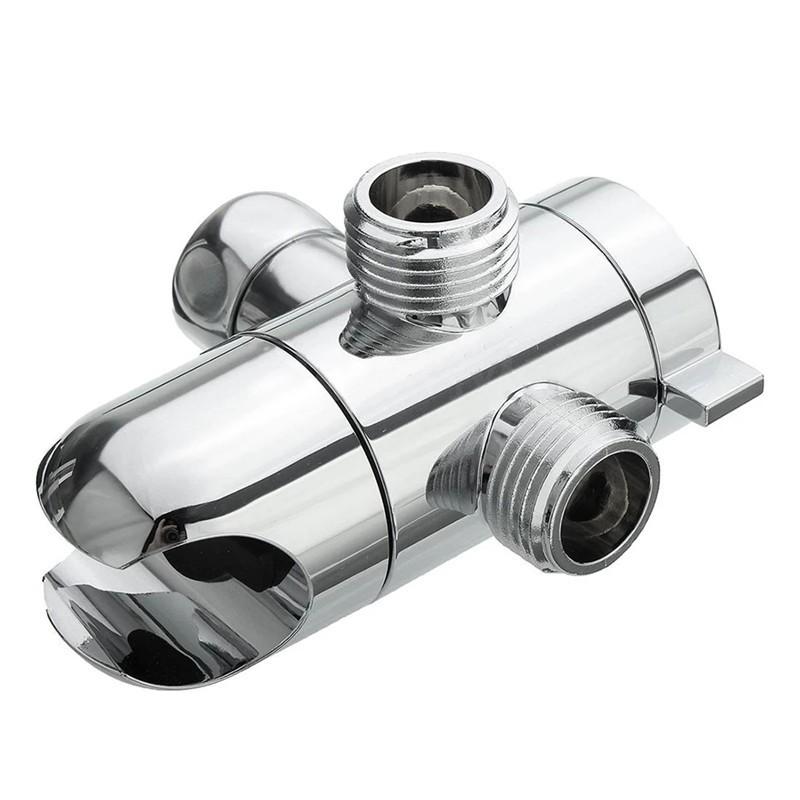 Shower Diverter Valve 3-Way Splitter With Outlet Socket ABS Chrome Plated Quick Install Bathroom