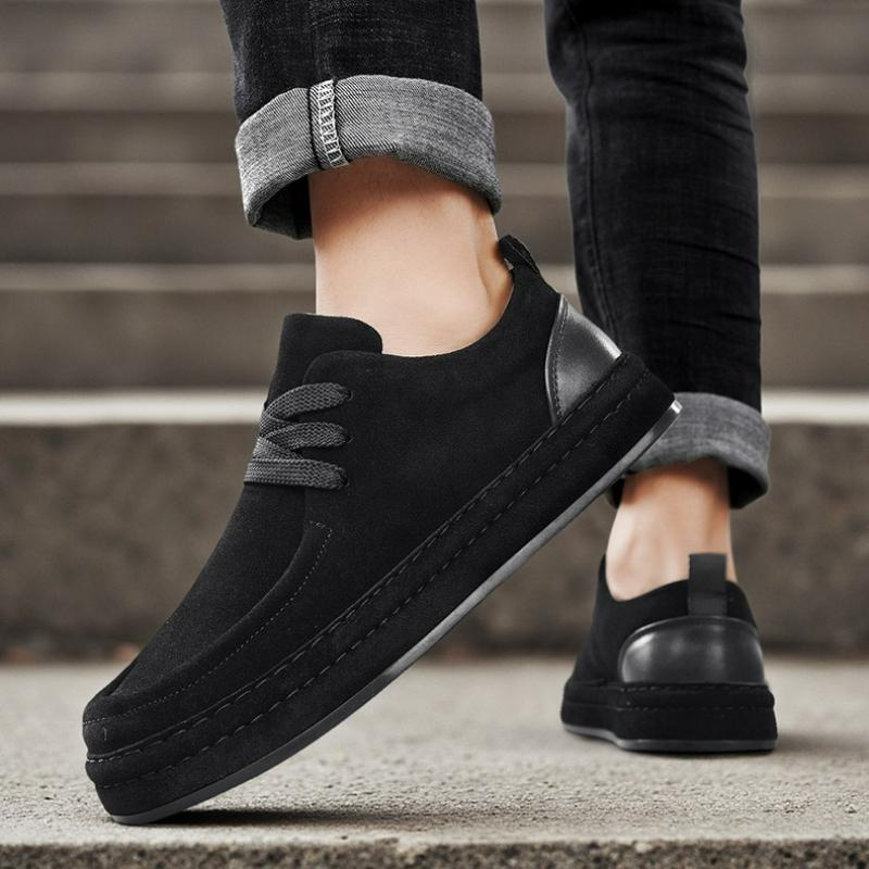 Men's Shoes Suede Leather Casual Shoes Fashion Lace Up Sneakers Comfortable Man Walking Shoe Loafers Outdoor Platform Work Shoes