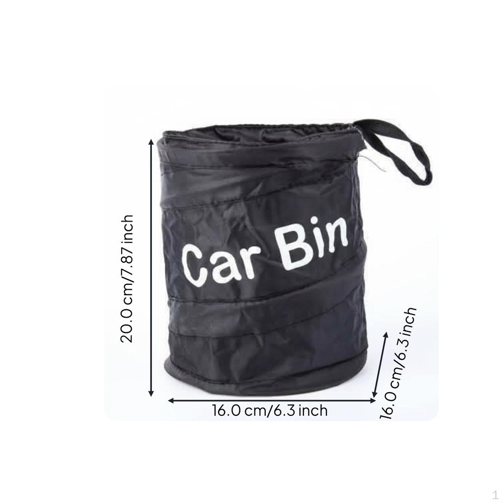 Car Trash Can, Mini Hanging Bin, Leakresistant Organizer, Foldable, Portable Black No Print