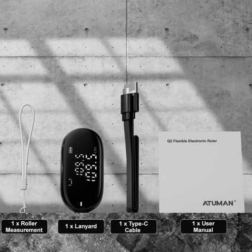 ATuMan Digital Tape Measure, 330ft, Smart and Easy Rechargeable Rolling Measuring Tool for Complex and Irregular Shapes, Bodies, and Diameters with La