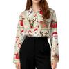 Women's Casual Christmas Print Long Sleeve Cardigan Top for Holiday Festive Wear