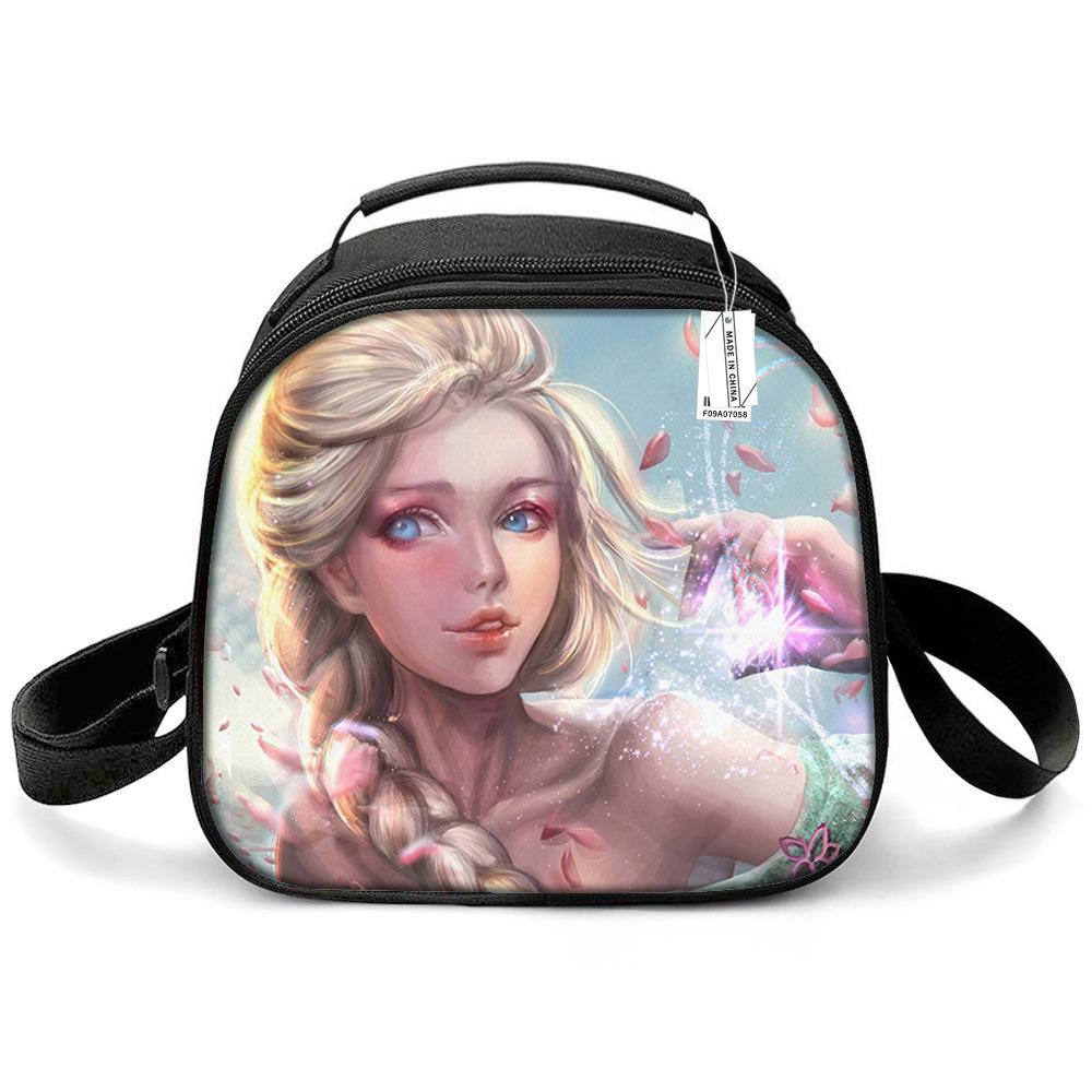 Princess Elsa Cartoon Cute Lightweight Small Meal Bag Elementary School Lunch Box Bento Bag Student Lunch Box