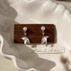 Zircon Metal Studs & Pearl Bow Earrings - High-End, Versatile Statement