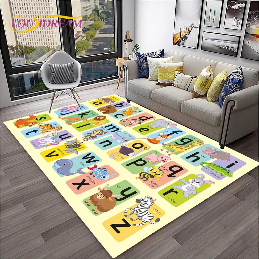 Alphabet ABC Early Education Cartoon Kids Playroom Children Crawling Rug Carpet for Living Room Bedroom Decor,Non-slip for Sofa