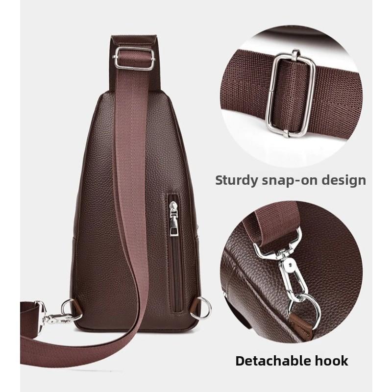 Large Capacity Men's Crossbody Bag  PU Leather Sling Pouch, Chest Bag,for Phone, Wallet & Keys, Outdoor & Daily Commute