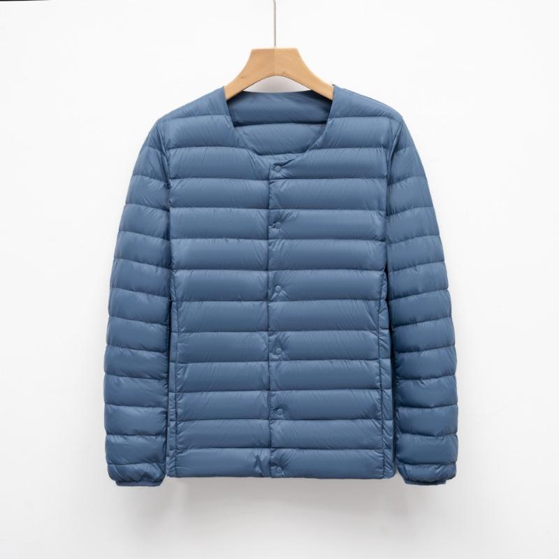 

Men s autumn and winter round neck down liner new light and thin collarless warm simple solid color long-sleeved down jacket men XXXXL