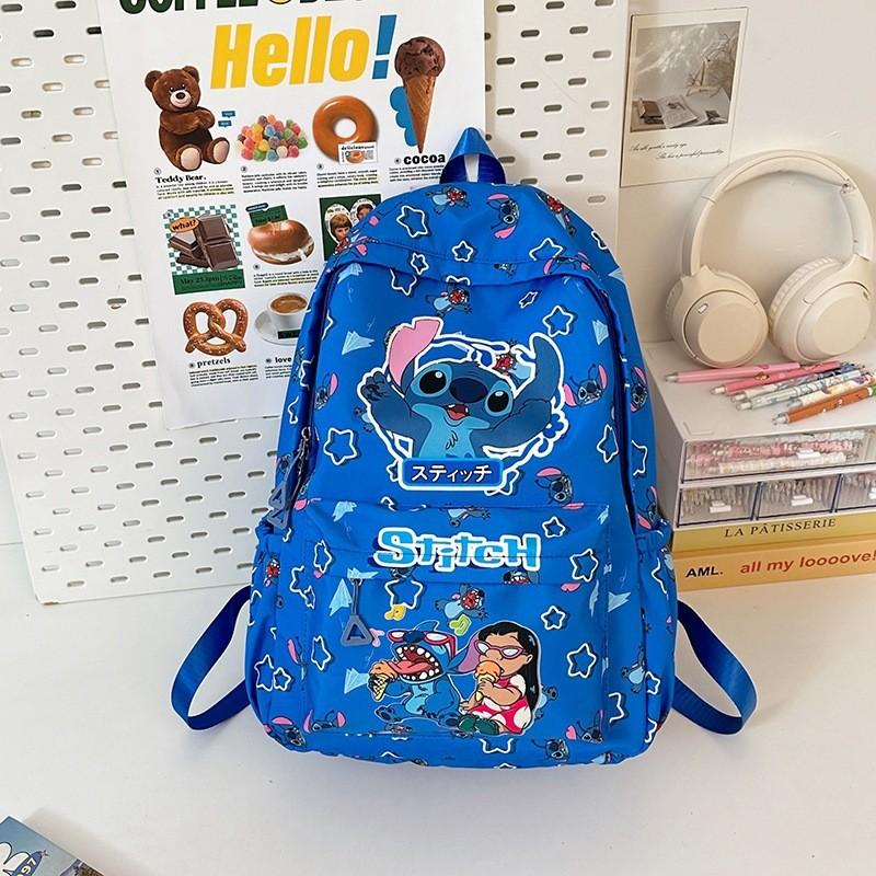 Cartoon Lilo Stitch Backpack Middle School Students Breathable Nylon Material