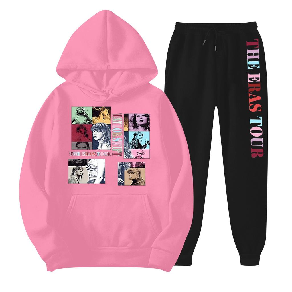 Men Women Hoodie Sweatshirt And Jogger Pants Set Pullover Long Sleeve Casual Tracksuit With Graphic Print And Drawstring Waist