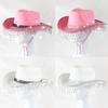 Pink West Cowboy Hat Western Cowgirl Women Girls Rhinestones Cowgirl Hat Carnival Party Cap West Costumes for Adults