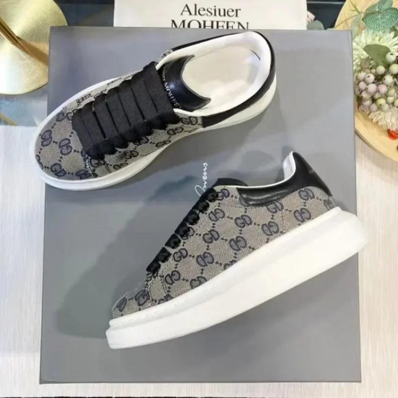 Fashion 2025 Men's Women Casual Shoes Couple All-match Chunky Lace-up Sneakers Fashion Elevated Muffin Shoes Man Board Shoe Mujer Hombre