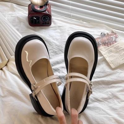 Modne Klasyczne Buty Damskie 2025 Mary Janes Damskie Szpilki Codzienne Czółenka Damskie Okrągły Nosek Średnia Obcas Pasek z Klamrą Buty na Platformie Damskie