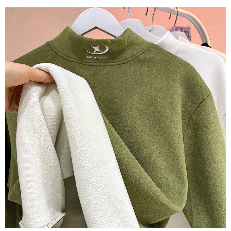 Men's Fleece Half-High Collar Sweatshirt, Velvet-Thickened, Loose Fit, Long Sleeve, Perfect for Autumn/Winter 2025.