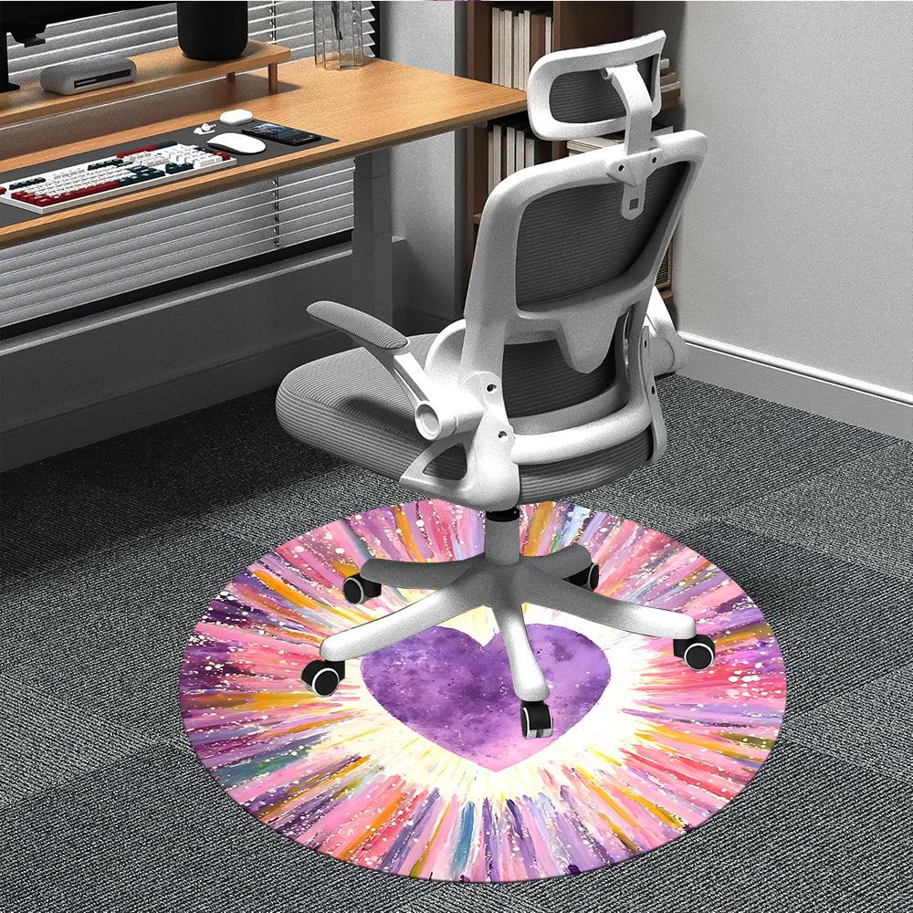 

1pc Heartburst Office Round Area Rug, Indoor Mat Suitable ForOffice, Under Office Chairs Bedroom Living Room Home Decor, Room Deco T046 80cm by 80cm