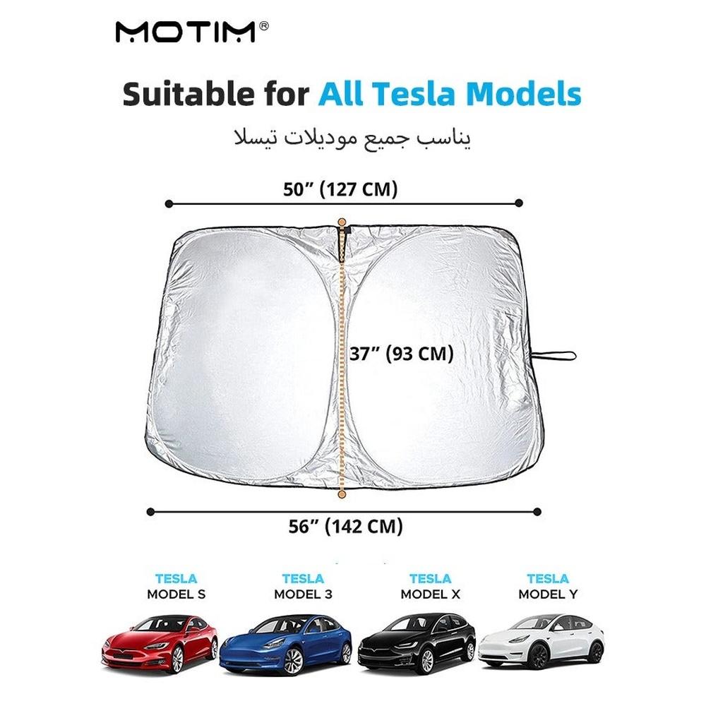 Foldable Car Windshield Sunshade for Tesla Model Y/ 3/ S Folding Sun Visor Protector with Storage Pouch Heat Insulation Cover Heat Blocking Shades Sh