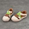 Johnature Genuine Leather Mixed Colors Hollow-out Sandals Casual Round Toe Thick Soled Women's Shoes