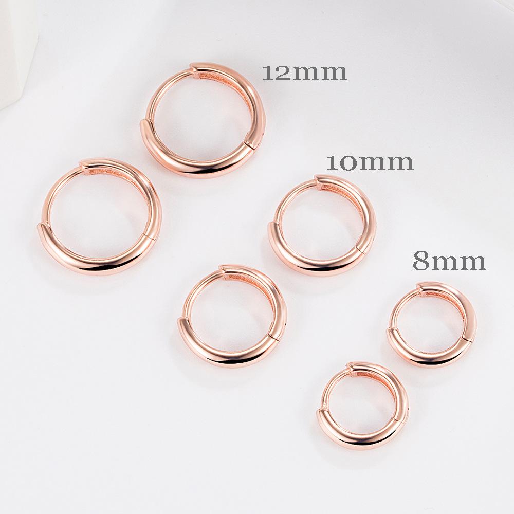 

925 Sterling Copper Female Luxury Round Stud Earrings Zircon Stone Earrings New 8 10 12 mm Ear buckle 8MM-a pair