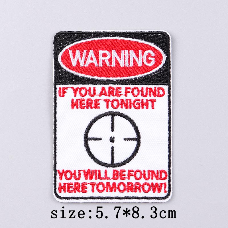 Warning Embroidery Patch Iron On Patches For Clothing Danger Prohibit Sign Embroidered Patches For Clothes Nuclear Marker Badges
