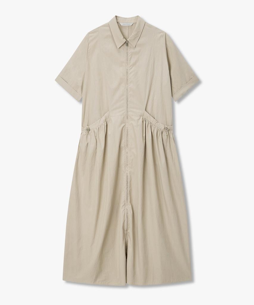 Bobeu Front Zippered Shirt Dress_Light Beige 7156337001