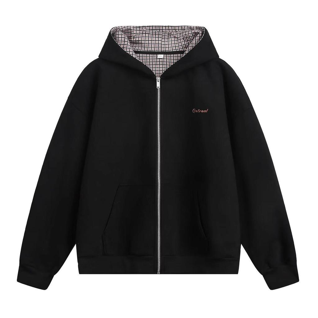 Herren Übergröße Kapuzen-Strickjacke mit Doppelreißverschluss