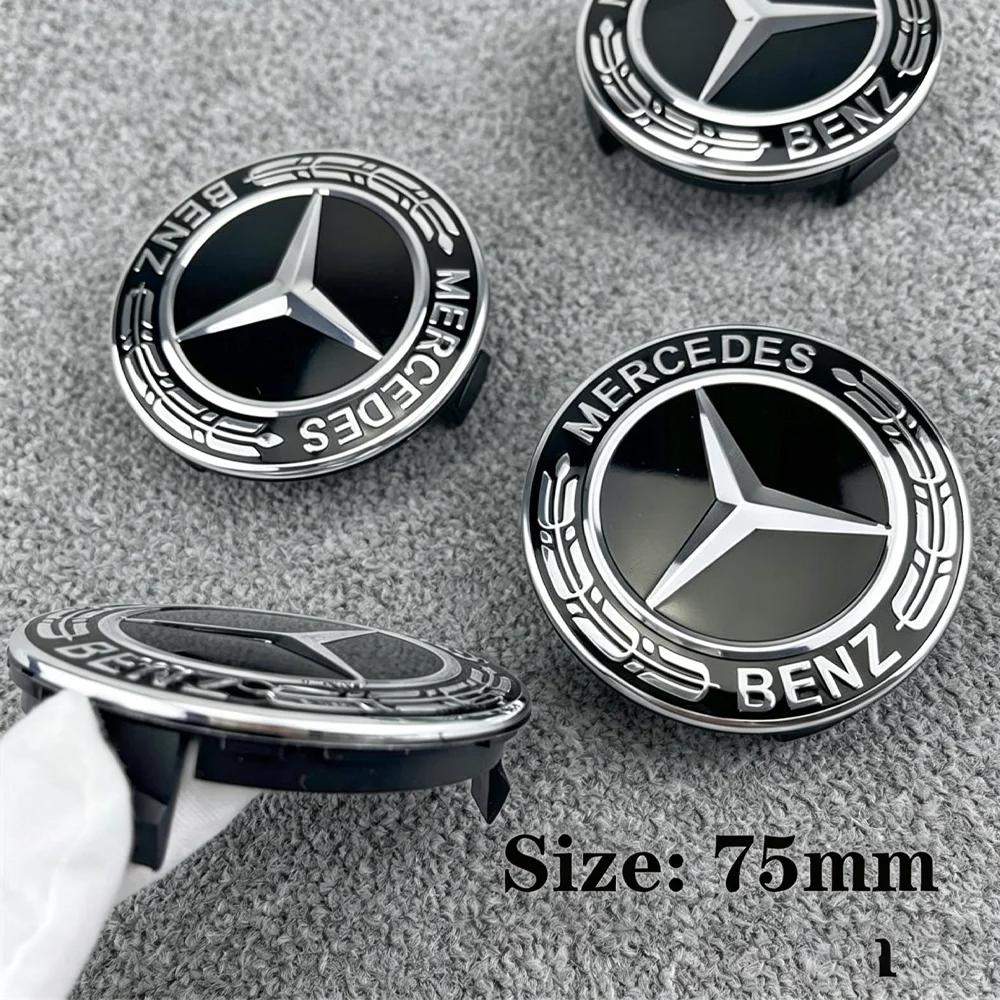 For Mercedes Benz amg 4pcs 75mm 3pin dark blue full black Car Wheel center Hub Caps Cover cap for Mercedes Benz CLA CLS A1714000025 Car Accessories