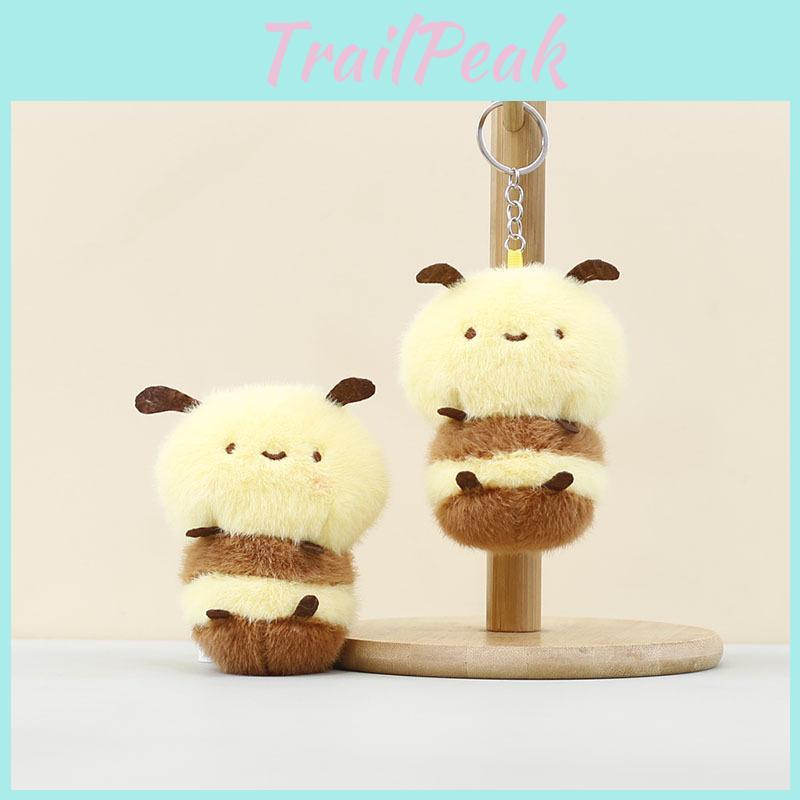 Bee Cartoon Plush Keychain Pendant Short Animal Toy Bag Decoration Children