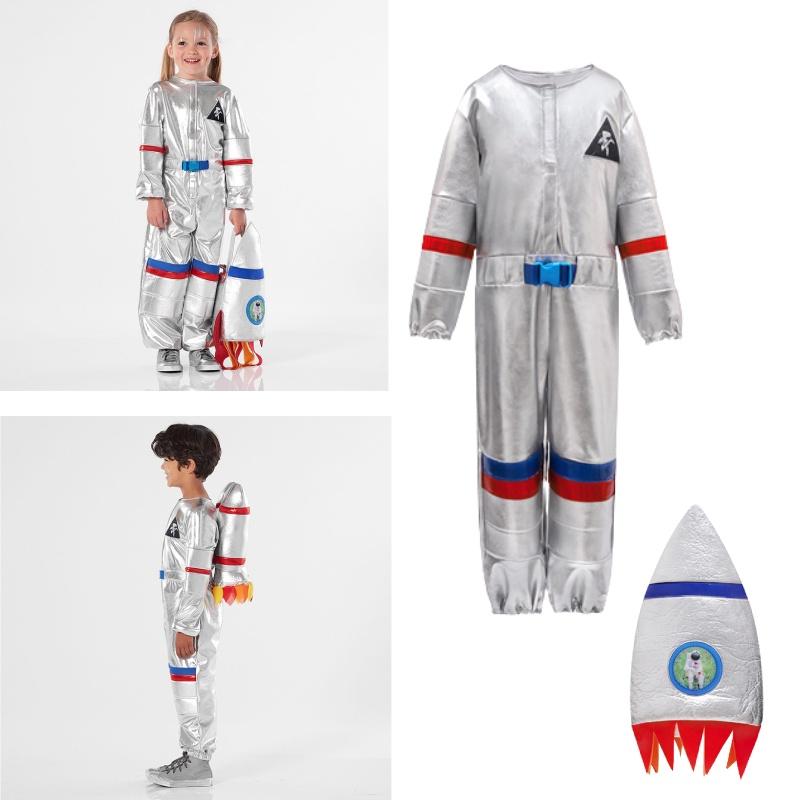 Bsrlons Kinder Silber Astronautenkostüm Für Sportspiele Und Cosplay Raumanzug Mit Pilotenoutfit