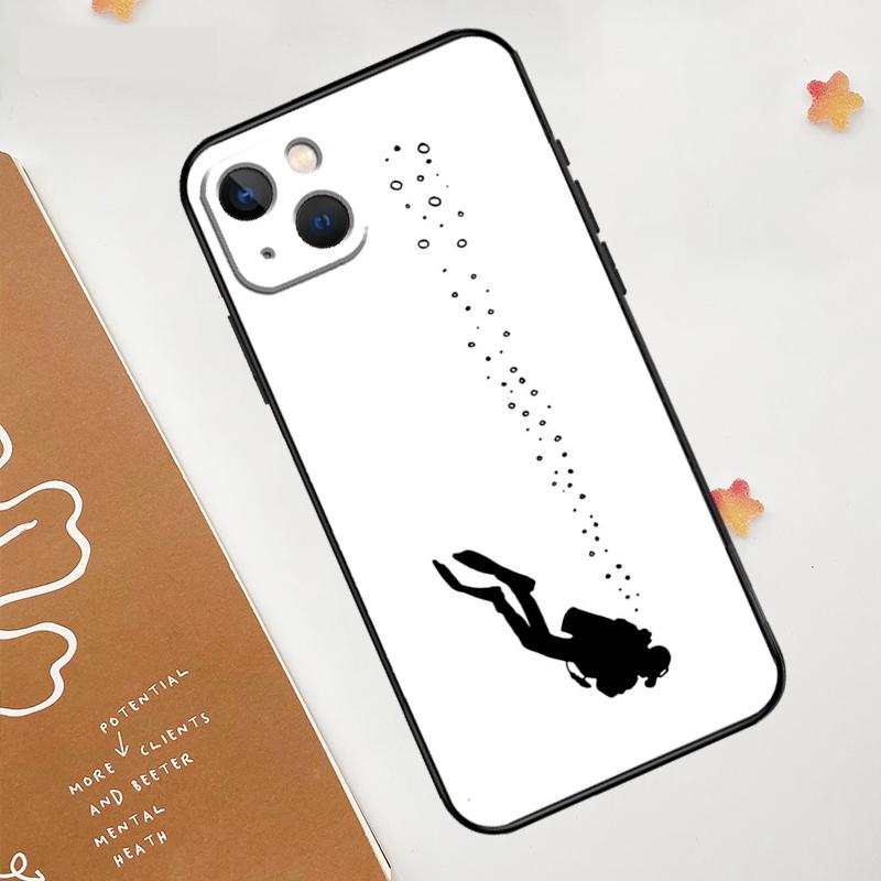 Scuba Diver Diving Case For iPhone 17 Air 16 15 14 13 12 11 Pro Max mini 16e 15 16 Plus Funda Silicone Cover