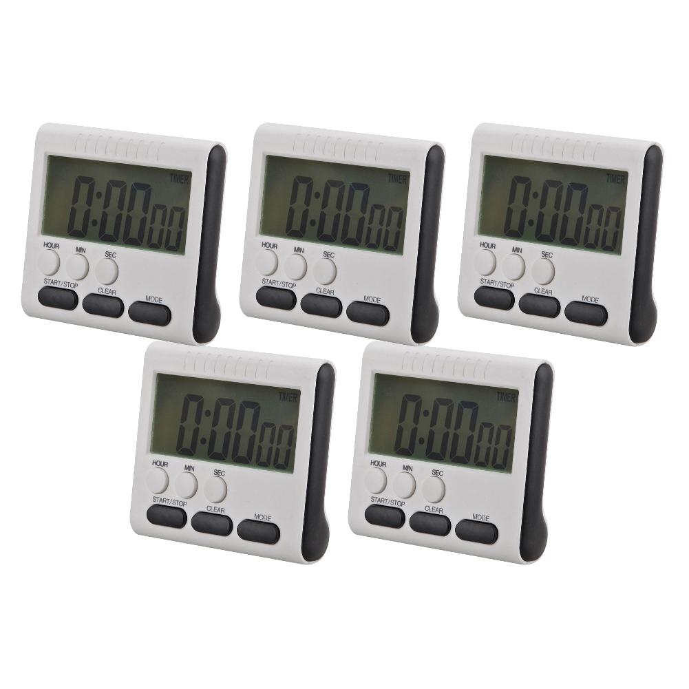 1-5Pcs Multifunction Magnetic Large LCD Digital Kitchen Timer Alarm Count Up Down Clock 24 Hours Electronic Clock for Kid Senior