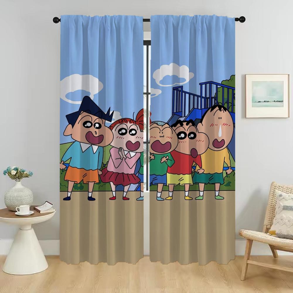 Crayon Curtains for Living Room Curtain Partition Shades Home Interior Curtains 2 Pieces Halloween Decoration Tulle for Bedroom