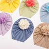 European & American Striped Baby Baotou Hat with Gold Flower - Thin, Protective for Girls