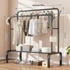 Indoor Double-Rod Floor-Standing Clothes Rack for Balcony or Bedroom