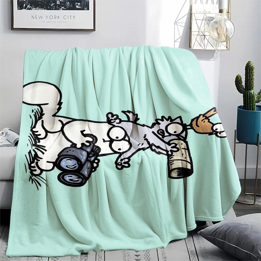 1 Pezzo Coperta in Flanella con Stampa Simon's Cat, Alta qualità Confortevole per Tutte le Stagioni, Decorazione per la Casa, Calore e Comfort, Perfetta per Regali di Natale