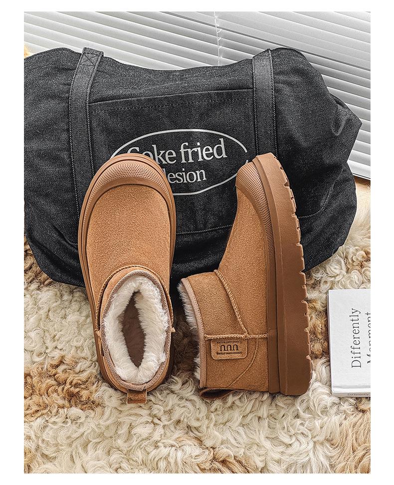 Men's Winter Snow Boots – Real Leather, Fur Lined, Non-Slip, Wool, Short, Thick Velvet, Cold-Proof, Warm.