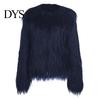 Women Faux Fur Jacket Women's Warm Plush Round Neck Coat Autumn Winter Fashionable Long Sleeve Solid Color Furry for Casual Street Wear Shopping