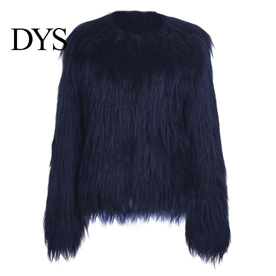 Women Faux Fur Jacket Women's Warm Plush Round Neck Coat Autumn Winter Fashionable Long Sleeve Solid Color Furry for Casual Street Wear Shopping