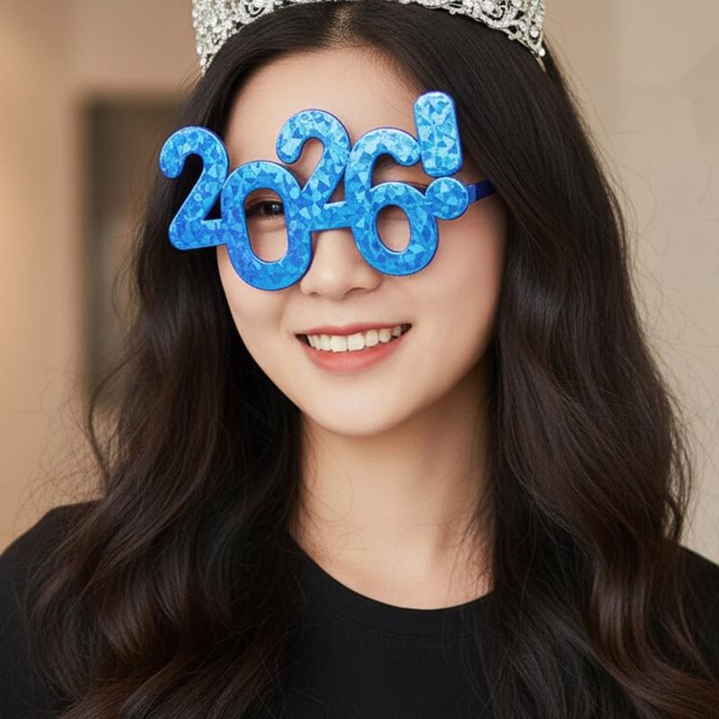 2026 Themed Celebration Glasses With Glittering Numbers Costume Accessory for Party Photos and Decorative Backdrops