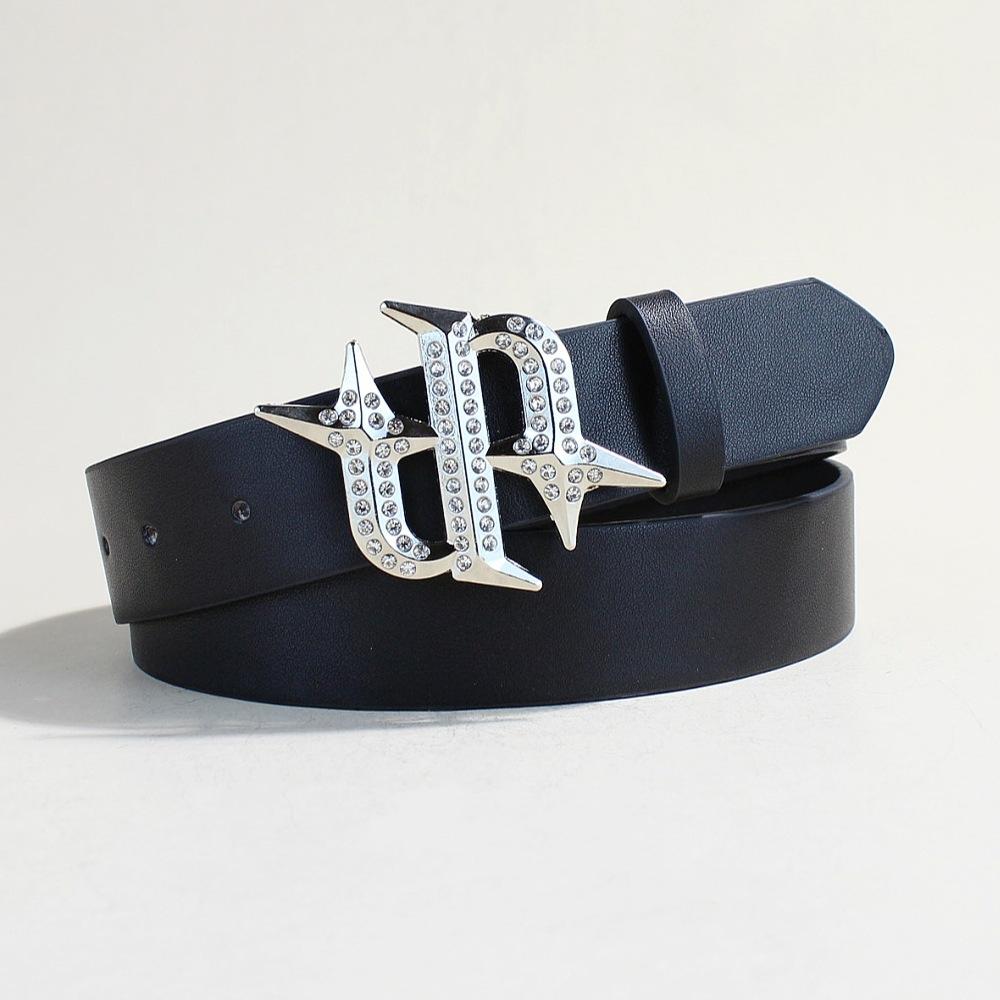 Belt American Rivet Punk Rock Rhinestone Buckle Personality Belt Subculture Black Belt