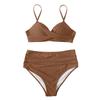 European & American Women's Multicolor High Waist Slimming Bikini with Split Hard Cup Design