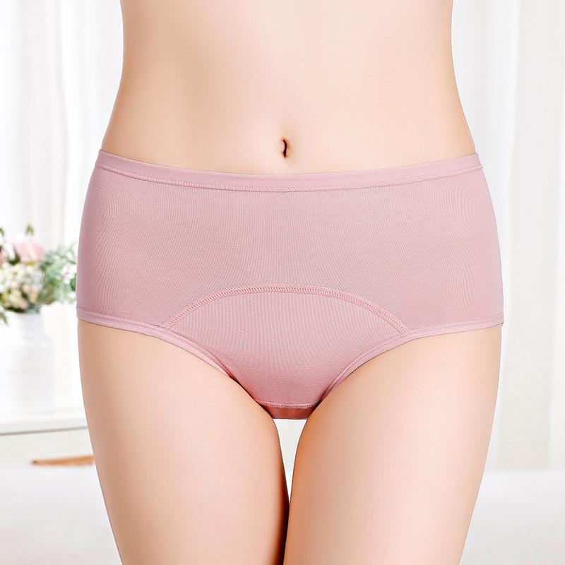 Bragas menstruales fisiológicas de algodón de cintura media para mujer, tallas grandes, con protección antifugas, delanteras y traseras.