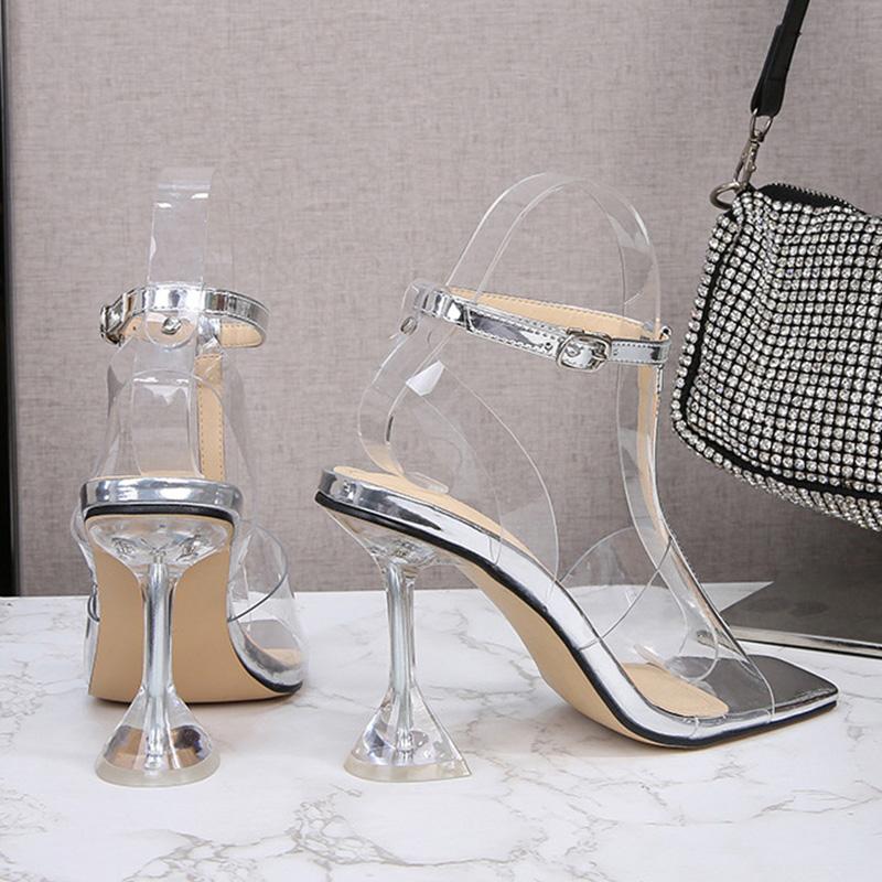 Naiste stiletto pumbad avatud varbaga kristallist läbipaistev seksikas Catwalk 9 cm konts WZ
