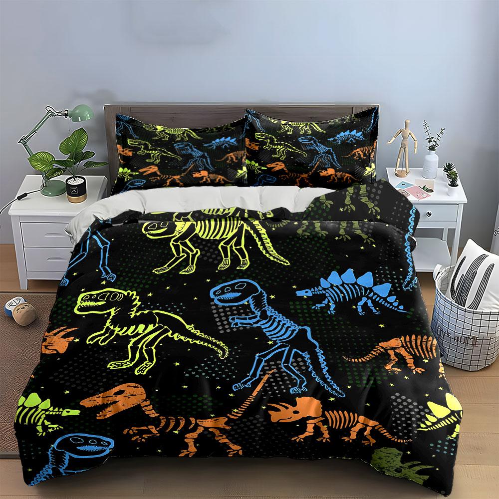 Dinosaur Fossil Pattern Outfit Set Exquisite Three-Piece Bedding Set Gift For Kids And Adults