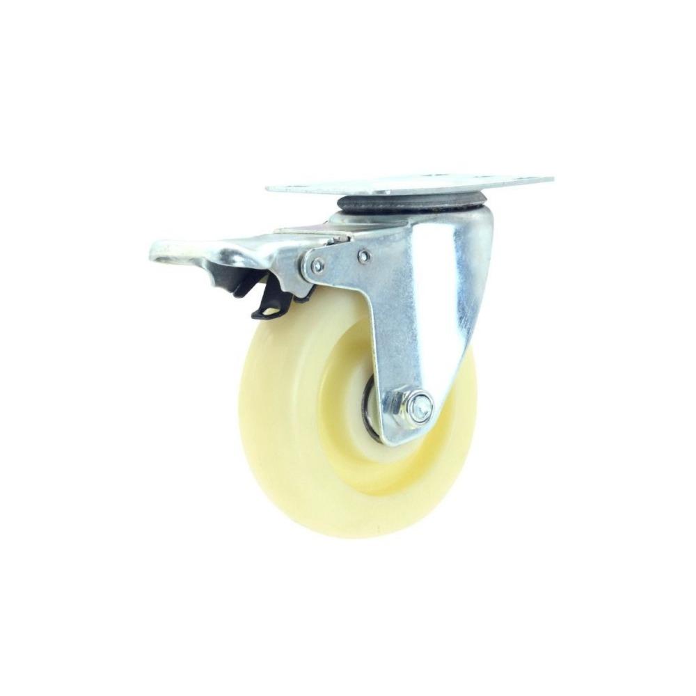Soft Rubber Heavy Duty Casters High Load Bearing Furniture Wheel White Nylon Universal Wheel  Chair