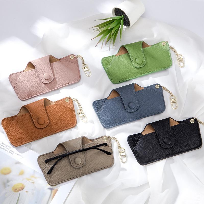 New Leather Literary Glasses Bag, Sunglasses, Sunglasses Storage Bag, High-end Ins Portable Men's and Women's Ultra-thin Models