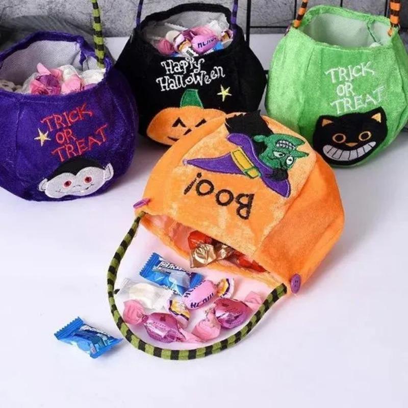 Bolsa de abóbora portátil de Halloween, doces ou travessuras, bolsa de doces para crianças, presente de feliz dia das bruxas, mochila de abóbora, bolsa de ombro