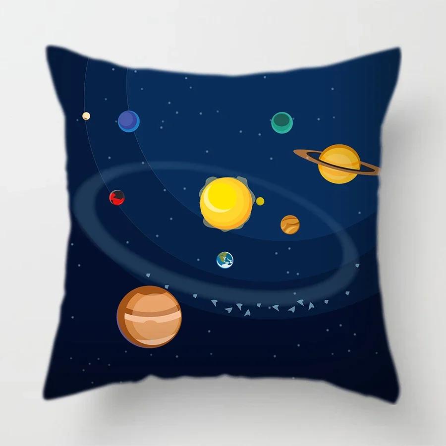 45X45Cm Universe Theme Cushion Cover Space Dream Astronaut Planet Decorative Pillows Case For Sofa Home Kids Room Pillowcase