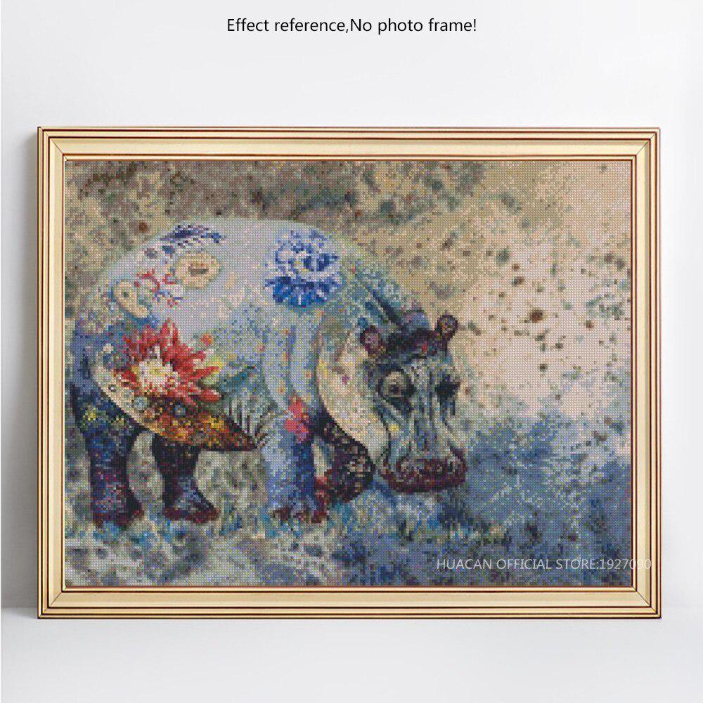 Diamantová malba drahokamu Zvířecí Hroch Mozaika Diamantové vyšívání Křížkovým stehem