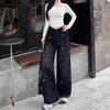 Women's Starry Sky Plush-Lined Denim Pants for Fall/Winter Fashion