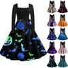 Women's Casual Fashion Halloween Print Vintage Long Sleeve Dress