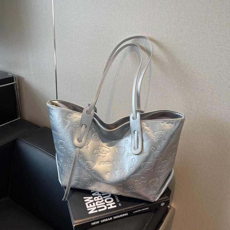 

Универсальная сумка-тоут для работы и поездок большой вместимости, женская новая повседневная модная простая классическая на плечо серебряный