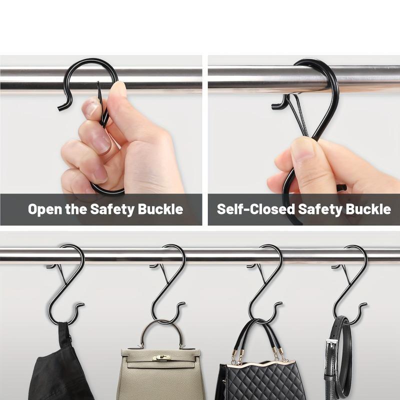 50pcs Heavy Duty S Hook with Safety Latch Design for Kitchen Bathroom Bedroom Hanging Pans Pots Coats Bags Plants Utility Hooks